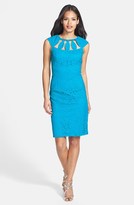 Thumbnail for your product : Adrianna Papell Cutout Detail Lace Sheath Dress (Petite)