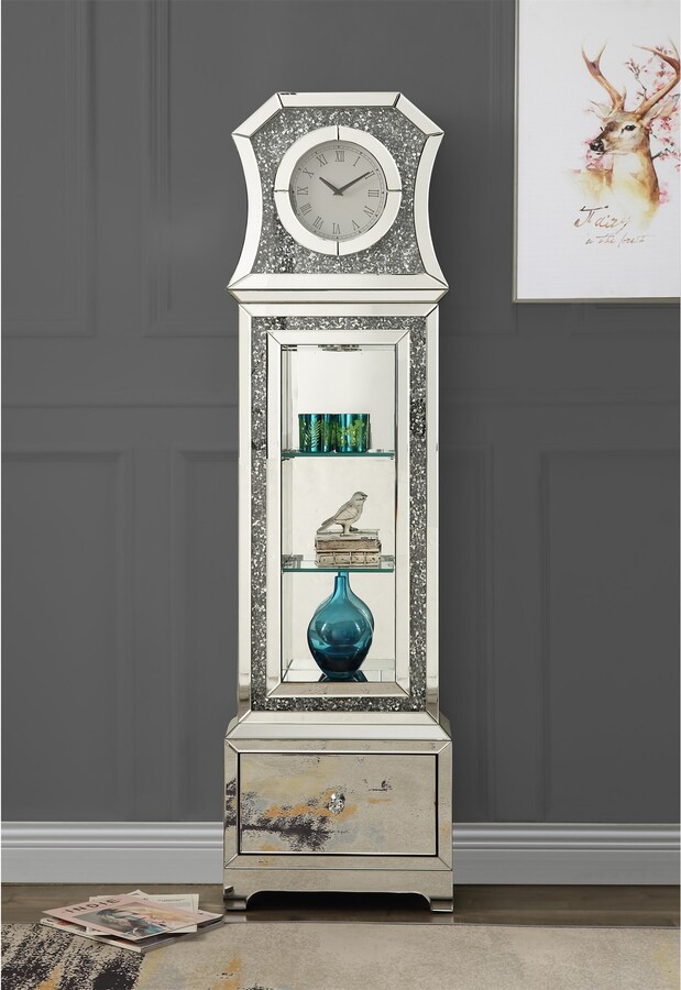 BESTCOSTY Grandfather Clock with LED Mirrored and Faux Diamonds