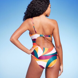 Women's One Shoulder Cut Out One Piece Swimsuit - Shade & Shore™ Multi  Abstract Print - ShopStyle