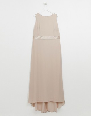 TFNC Plus Bridesmaid exclusive bow back maxi in mink