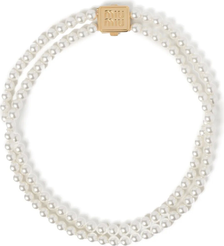 Miu Miu Double-Strand Faux-Pearl Choker ShopStyle Necklaces