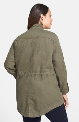 Lucky Brand 'Core' Cotton & Linen Blend Military Jacket (Plus Size)