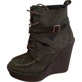 Thumbnail for your product : Pierre Hardy Khaki Suede Ankle boots
