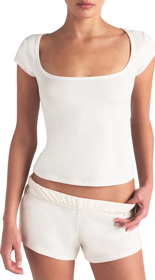 SKIMS Scoop Neck Cotton Blend Jersey T-Shirt