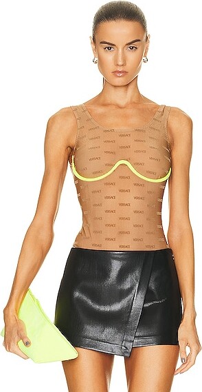Versace Logo Underwire Bodysuit in Nude - ShopStyle