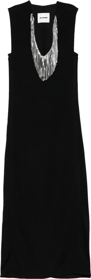 Jil Sander Fringed-Mesh Maxi Dress