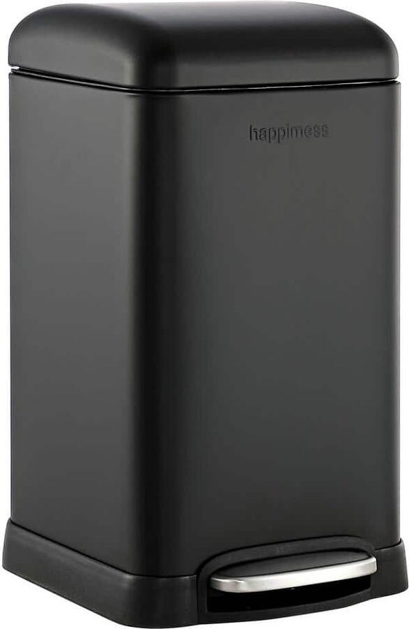 happimess Betty Retro Mini 3.2 Gal. Black Step-Open Trash Can