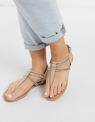 Call it SPRING treanna t-bar embellished sandals in natural