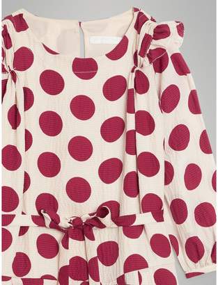Burberry Polka Dot Print Silk Crepe Dress