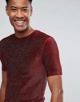 Thumbnail for your product : ASOS Design TALL Longline muscle fit T-Shirt In Red Metallic Fabric