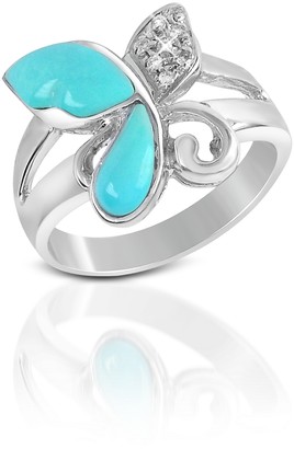 Del Gatto Diamond and Turquoise Butterfly 18K Gold Ring