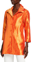Thumbnail for your product : Caroline Rose Petite Celebration Ruched-Collar Jacquard Shirt