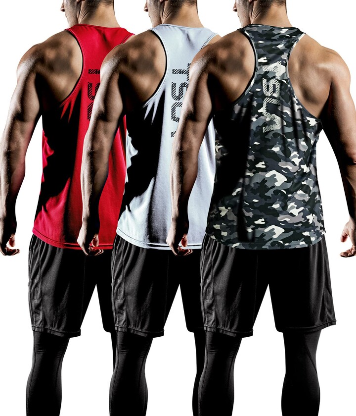 TSLA Men's YBack Tank Tops 3 Pack Dry Fit Athletic Sleeveless
