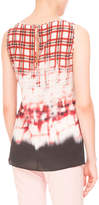 Thumbnail for your product : Altuzarra Bleached Plaid Sleeveless V-Neck Blouse, Scarlet
