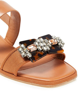 Tory Burch Embellished Faille-trimmed Leather Sandals