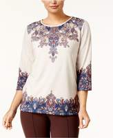 Thumbnail for your product : Alfred Dunner Petite Scroll-Print Top