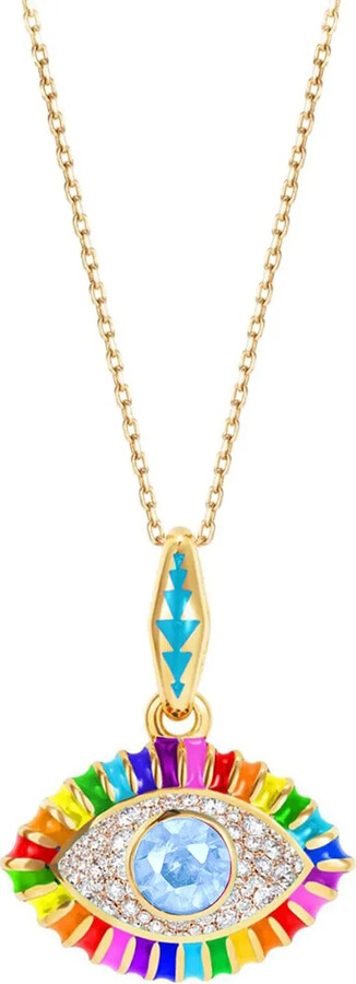 Nevernot 14kt yellow gold Rainbow diamond and topaz necklace