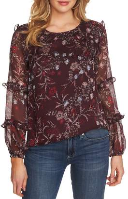 CeCe Floral Mystery Tiered Ruffle Blouse
