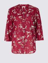 Thumbnail for your product : Marks and Spencer Pure Cotton Floral Print 3/4 Sleeve Blouse