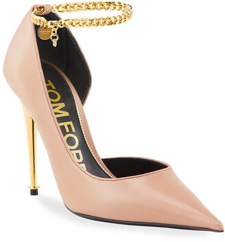 Tom Ford Open-Side High-Heel Pumps with Chain Strap