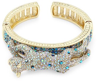 JDX Fashion Blue Panther Leopard Kiss Bracelets & Bangles Austrian Crystal Animal Bangle Cuff for Women 