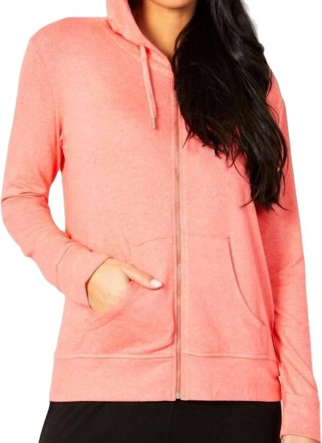french kyss Zip Peace Hoodie In Coral