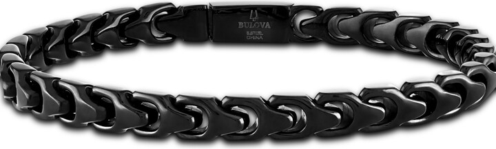 Bulova Black-Tone Stainless Steel Link Chain Bracelet