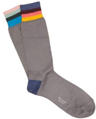 Paul Smith Artist Striped Cotton Blend Socks - Mens - Grey