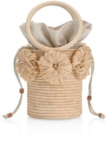 Thumbnail for your product : Poolside The Together Forever Floral Applique Raffia Bucket Bag