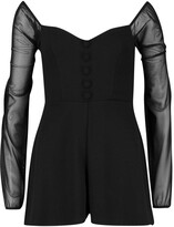 Thumbnail for your product : boohoo Off The Shoulder Mesh Button Playsuit
