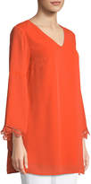 Thumbnail for your product : Neiman Marcus Bell-Sleeve Lace-Cuff V-Neck Tunic