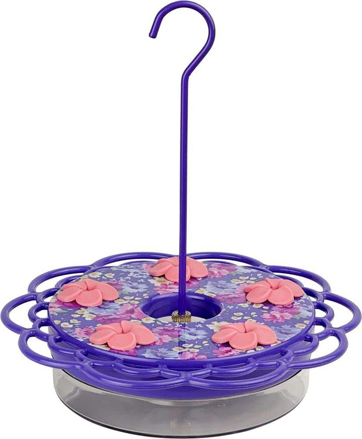 Nature's Way Petunia Passion Plastic Decorative Dish Hummingbird Feeder 13 oz