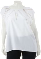 Thumbnail for your product : JLO by Jennifer Lopez embellished mixed-media top - women's plus size