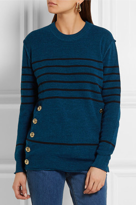 Sonia Rykiel Embellished Striped Knitted Sweater - Blue