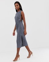 Thumbnail for your product : Asos Tall ASOS DESIGN Tall midi plisse dress with drawstring waist