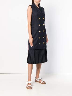 Thom Browne Pleated Wool Chesterfield Dress