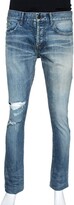 Thumbnail for your product : Saint Laurent Indigo Washed Denim Distressed Slim Fit Jeans S