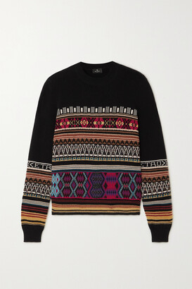 Etro Metallic Fair Isle Wool-blend Sweater - Black