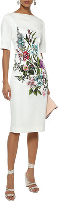 Lela Rose Claire Floral-print Stretch-cotton Dress