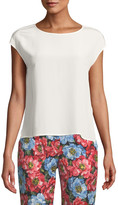 Thumbnail for your product : Escada Cap-Sleeve Round-Neck Silk Blouse w/ Exposed Seams