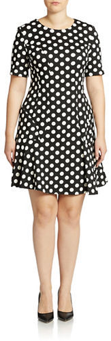 Gabby Skye Women's Plus Size Polka Dot Ruffled Dress 