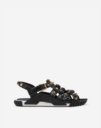 Dolce & Gabbana NS1 sandals in cowhide with stone embroidery