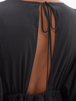 Loup Charmant Magellan Empire-waist Organic-cotton Hopsack Dress - Black