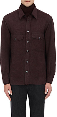 Isaia Men's Wool-Cashmere Overshirt-Burgundy