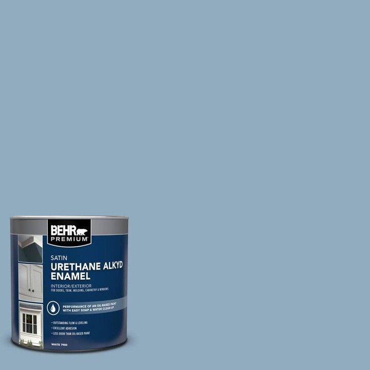 BEHR PREMIUM 1 qt. #BIC-10 Cotton Denim Satin Enamel Urethane Alkyd Interior/Exterior Paint
