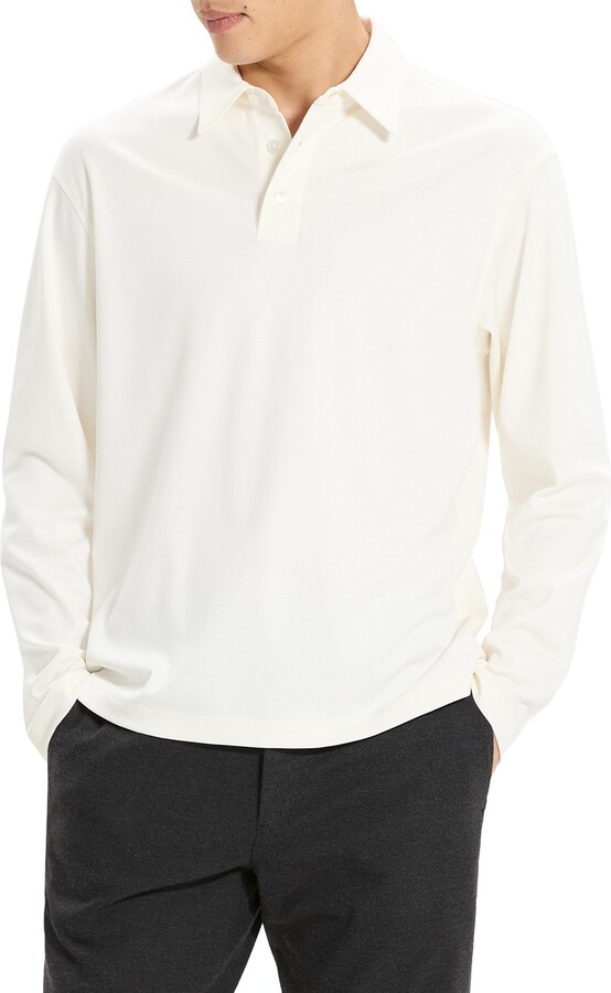 Theory City Relaxed Long Sleeve Cotton Polo