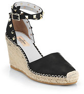 Thumbnail for your product : Valentino Leather Rockstud Wedge Espadrille Sandals