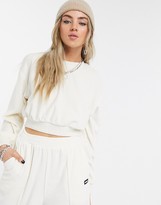 Thumbnail for your product : Bershka velour cropped sweat co-ord in ecru