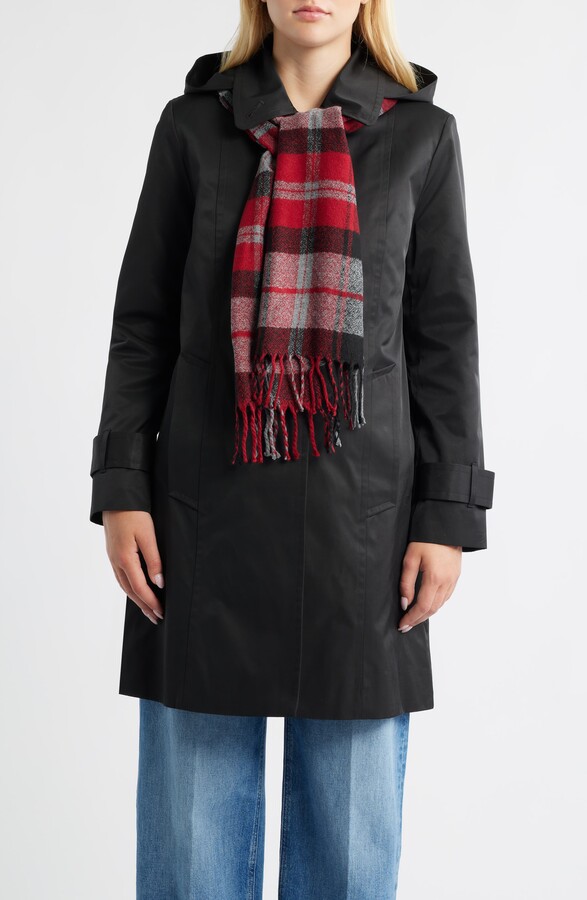 London Fog Short Raincoat with Scarf