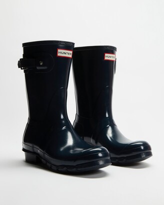 Hunter Women's Blue Gumboots - Original Short Gloss Rain Boots - Women's - Size 5 at The Iconic